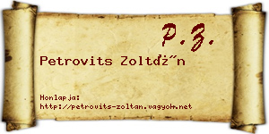 Petrovits Zoltán névjegykártya