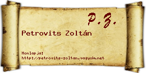 Petrovits Zoltán névjegykártya
