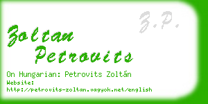 zoltan petrovits business card
